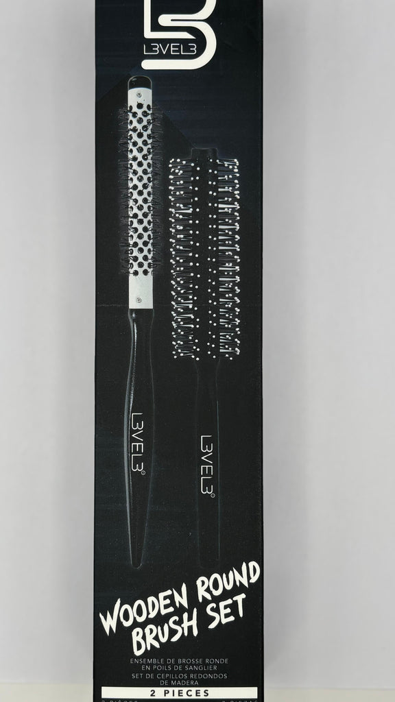 L3VEL3 Wooden Round Brush Set